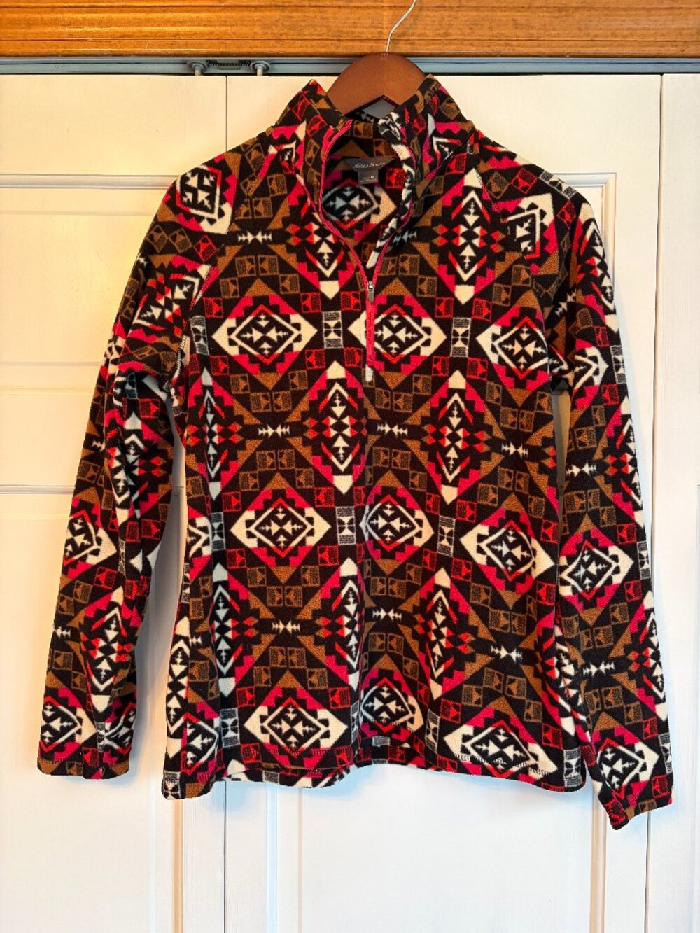 Women's Eddie Bauer Quest 1/4-Zip Fleece Long Sleeve Pullover Sz M Southwestern